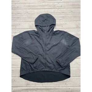 Under Armour Jacket Women's Medium Black Loose Fit Hooded Windbreaker Training
